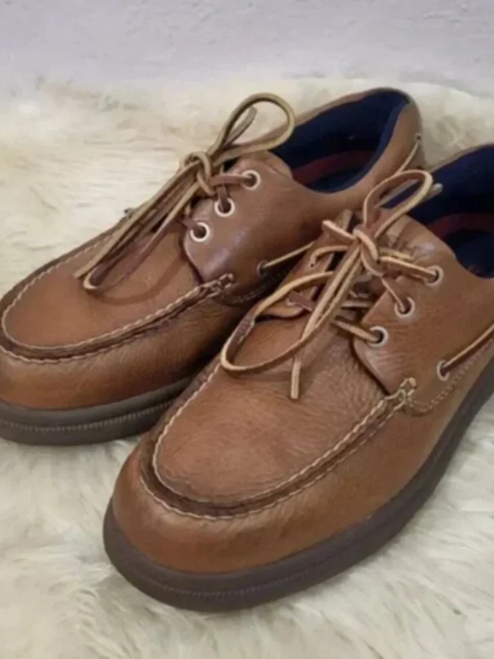 Hush Puppies ZeroG Leather Boat Shoes Men's 9 EW Brown Wide Comfort Oxfords